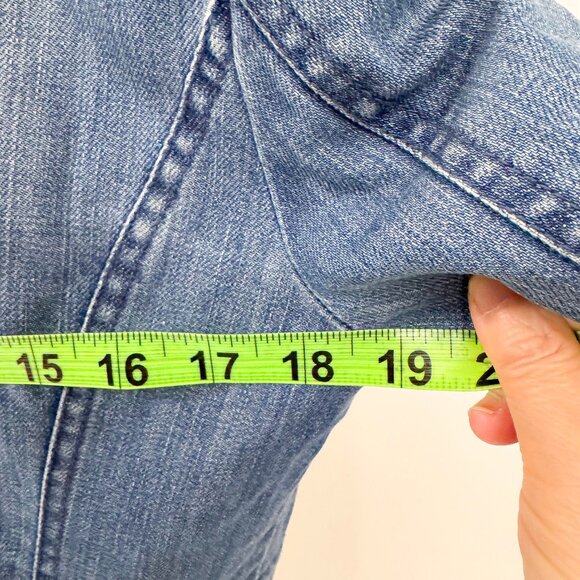 VINTAGE STYLE DENIM SHERLING FUR COLLAR JACKET ZIP UP ONLY BRAND SIZE MEDIUM - Picture 2 of 13